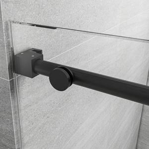 <span class=keywords><strong>Porte</strong></span> de douche en verre trempé pour <span class=keywords><strong>baignoire</strong></span> <span class=keywords><strong>avec</strong></span> cadre en acier inoxydable noir, quincaillerie coulissante, charnières, ensemble pour l'enclos de salle de bain d'hôtel - Product Image 2