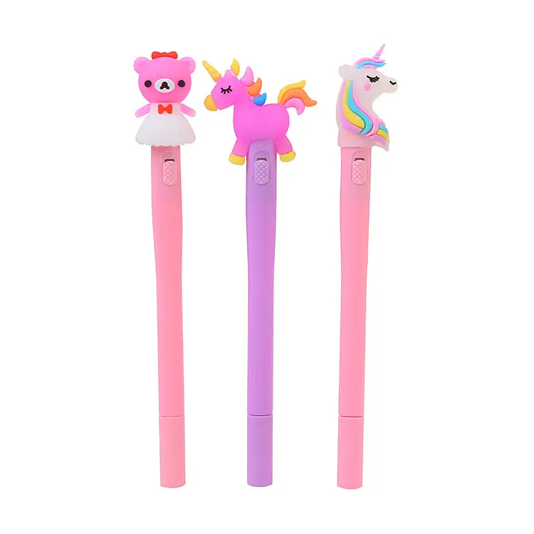 Kawaii Silica Head Kids Gift penna a sfera Cute Unicorn Led Light Up penna a sfera