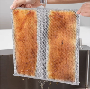 Chiffon de nettoyage réutilisable en microfibre de polyamide écologique, carré, argenté, <span class=keywords><strong>lavable</strong></span>, de qualité supérieure, pour l'entretien quotidien de la cuisine domestique - Product Image 2
