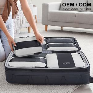 Lot de 10 cubes de compression noirs personnalisés, étanches, pour organiser les bagages de voyage avec design extensible - Product Image 5