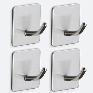 Crochets muraux adhésifs robustes en acier inoxydable carré, sans perçage, <span class=keywords><strong>pour</strong></span> manteaux, serviettes, peignoirs, organisateur de cuisine - Product Image 1
