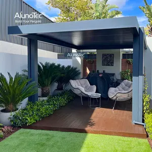 AlunoTec Motorisierte Outdoor-Lamellen dach Bio klimatische Pavillon Baldachin Solar Aluminium Pergola Kits