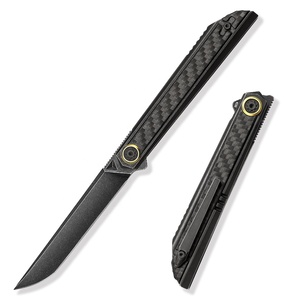 Đen Stonewash M390 lưỡi tích hợp titan xử lý sợi Carbon & đảo ngược Clip EDC chiến thuật mỏng gấp Dao Bỏ Túi - Product Image 1