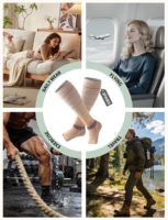 Chaussettes de compression sans orteils en viscose de bambou OEM 15-20 mmHg, chaussettes de compression mi-hautes ouvertes aux orteils, soutien sportif quotidien de qualité supérieure
