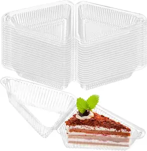 100 Pieces Cake Slice Plastic Containers with Lids 5 Inches Hinged Lid Cheese cake Container for Home Bakery and Cafe