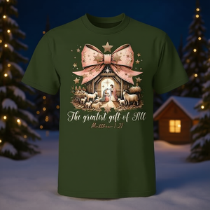 Camiseta con diseño de la Natividad navideña, el mejor regalo de Navidad, con diseño de lazo, para uso festivo - Product Image 3