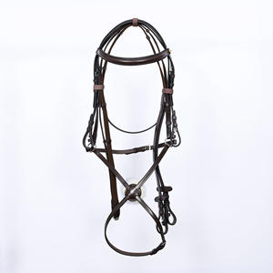 Bride en cuir de chasseur/cavalier rembourrée de qualité supérieure avec serre-tête confortable et coussinet de muserolle en peau de mouton-Wholesale Equestrian Tack Supply - Product Image 1