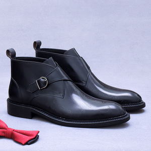 Botas de hombre estilo británico de cuero genuino para invierno y otoño, cálidas, de suela gruesa, con cierre de hebilla, estilo workwear. - Product Image 6