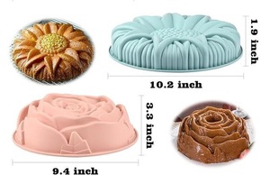 2 confezioni riutilizzabili per alimenti grandi stampi da forno in Silicone fiore antiaderente a forma di fiore padella per torte torta di pane sformato strumenti per torte - Product Image 3