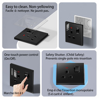 TEP L8 Enchufe de Pared con Efecto Espejo Negro, Toma de Corriente con Puerto USB Tipo C, Cargador de 20A, IP20, Placa Eléctrica Moderna de Acrílico