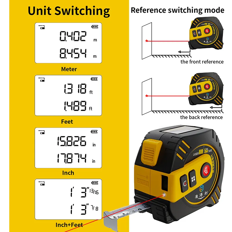 Laster dijital mesafe metre mezura lazer telemetre ile LCD ekran akıllı lazer telemetre ölçmek