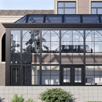 Véranda en aluminium avec revêtement en poudre personnalisé, double vitrage trempé, jardin d'hiver, imperméable, pour villa résidentielle