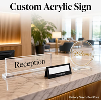 Support de plaque nominative en acrylique personnalisé pour table, panneau de bureau sur pied, réception, impression UV, poli, vente en gros