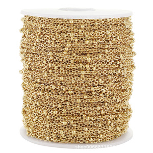 Cadenas de cuentas espaciadoras de acero inoxidable de 10 m por rollo, chapadas en oro de 18 quilates, rollo de cadena de cuentas alternadas para la fabricación de collares y pulseras - Product Image 3