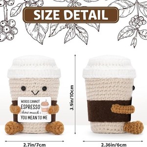 Muñeco de Ganchillo Hecho a Mano con Forma de Taza de Café, Adorno de Escritorio Tejido con Hilo Marrón, Regalo - Product Image 5