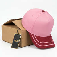 Groothandel Bulk Oxford 5 Panel A-Frame Baseball Cap Roze Bordeaux Suède Stippen Visier Contrast Kleur Verstelbaar Sport Custom