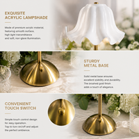 Lampe de table LED portable de luxe en métal avec contrôle tactile, intensité réglable, sans fil, rechargeable sur batterie pour mariage, chambre, restaurant