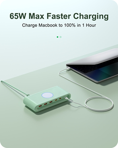 Chargeur de bureau USB 6 ports avec charge sans fil, station de charge rapide 65W PD pour ordinateur portable, tablette, téléphone, utilisation universelle - Product Image 2