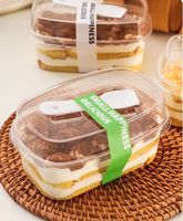 Vaso Rectangular Transparente para Postre con Cuchara y Tapa Alta, Caja Desechable de Plástico para Mousse y Pastel, Ideal para Fiestas y Catering