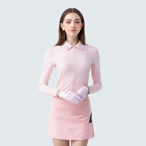 Haut de golf ajusté à col rabattu pour femme, jupe plissée à manches longues, imprimé sportif polyvalent pour le printemps et l'automne - Product Image 4