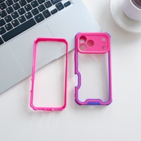 Coque de téléphone antichoc 2-en-1 pour iPhone 18 17 Pro Max, avec logo personnalisé, coque transparente, cadre TPU couleur contrastée, coque hybride pour téléphone portable