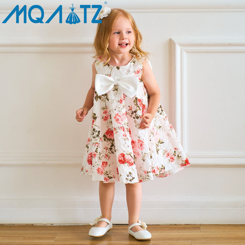 Sweet Fancy Kids Jacquard Flower Printed Satin Dress L2193XZ for Baby Girls  Age Group Children Floral Bow Extracted Frock