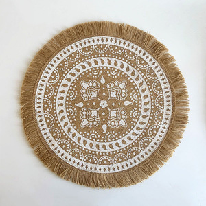 Napperons de <span class=keywords><strong>table</strong></span> ronds individuels en <span class=keywords><strong>jute</strong></span> à franges style bohème pour <span class=keywords><strong>mariage</strong></span>, repas et cuisine - Product Image 6