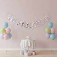 Nouvelle tendance Instagram : Guirlande de bannière en papier ajourée style simple et élégant Joyeux Anniversaire, couleurs Or Rose et Argent, en promotion