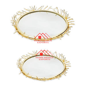 Plateau de service de forme ronde en métal d'aluminium coulé au design de luxe attrayant fabriqué à la main pour la maison, l'hôtel et le restaurant utilisent une plaque de chargeur - Product Image 6