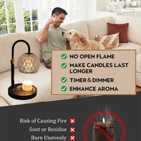 Lampe chauffe-bougie électrique à hauteur réglable avec couvercle en verre texturé à bulles, lampe à cire aromatique, lampe chauffante décorative pour bougies parfumées