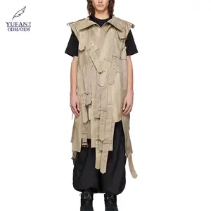 YuFan Casaco sem mangas personalizado de algodão com mistura de algodão e presilhas para mulheres, casaco de alta qualidade com cinto e alças, casaco de algodão e presilhas para mulheres