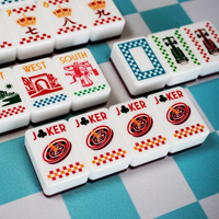 Mahjong américain de luxe Yun Duo Rouge Monaco, double couche, sculpté, 160 tuiles, texture nacrée, pour Noël - Prévente