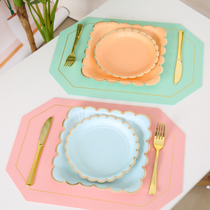 Juego de Vajilla Desechable para Fiesta de Macarons, Platos, Vasos y Servilletas de Papel, Multicolores, Ecológicos, para Cumpleaños y Bodas - Product Image 1