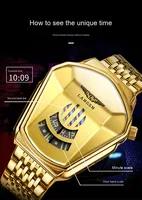 Nouvelle Montre Bracelet X-GEQCK De Luxe, Tendance, Pour Homme, Motif Locomotive, Avec Verre 3D, Cadran Bleu Doré, À Quartz