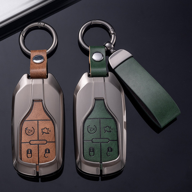 Customizable Logo Key Fob Keychain New Design 4-Button Car Key Case Cover Bag Maserati Granturismo Levante Auto Accessories