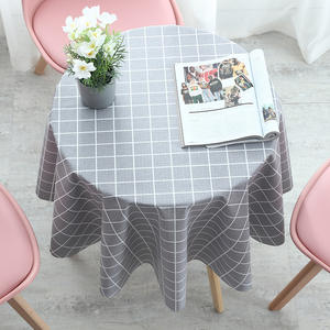 Hap Customized Solid Color Checkered Pvc <b>Round</b> <b>Tablecloth</b> For Home Use Waterproof Oil Proof Washable Heat Resistant - Product Image 5