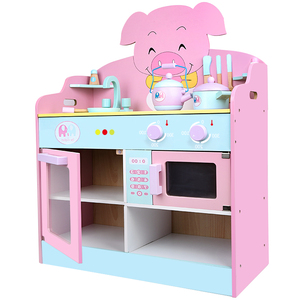 Set di cottura di maiale rosa di sicurezza di simulazione in legno creativo <span class=keywords><strong>Montessori</strong></span> Set educativi grandi giocattoli da <span class=keywords><strong>cucina</strong></span> e cibo mattoncini - Product Image 4