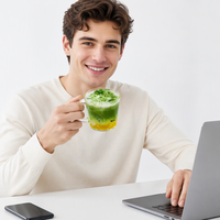Sachet en papier kraft 50g pour poudre de matcha, manchon personnalisé, mélange de thé vert, commande en gros