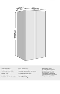 Réfrigérateur côte à côte en acier inoxydable haute capacité, à froid ventilé, sans givre, écoénergétique, pour usage domestique, avec grand congélateur - Product Image 6