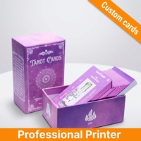 Impression personnalisée de 78 cartes de tarot Oracle avec dorure à chaud, écologiques, pour usage familial, haute qualité, bord violet, avec boîte cadeau