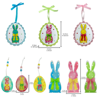 Pendentifs décoratifs suspendus en bois colorés pour Pâques, motif lapin, collection Pioneer Effort, imperméables et durables, pour décoration extérieure de Pâques