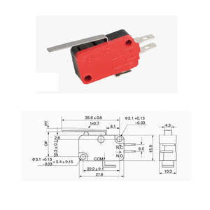 <span class=keywords><strong>Micro</strong></span>-interrupteur SYIVBO V-102-1C25 à levier articulé long et droit, SPDT, <span class=keywords><strong>action</strong></span> rapide, 20A 250V, contact argenté, IP40, ignifuge - Product Image 3