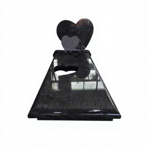 Pierre tombale en <span class=keywords><strong>granit</strong></span> noir de style européen avec sculpture de rose en forme de cœur, conception CAO pour la planification des cimetières - Product Image 2