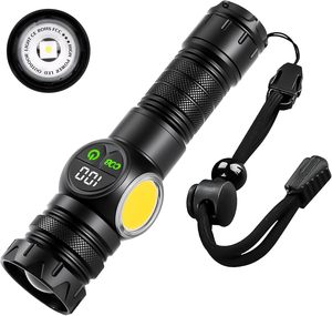 Lampe torche tactique rechargeable en aluminium magnétique à LED 30W, 1200 lumens, indicateur de batterie, portée longue de 1200 m, lumière puissante, vente en gros - Product Image 1