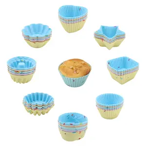 Plateau de moule à muffins en silicone réutilisable, mignon muffins en silicone de qualité alimentaire