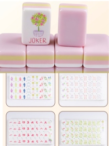Juego de Mahjong Americano de Acrílico Rosa Claro para 8/4 Jugadores, Pulido a Mano, de Alta Calidad, Listo para Acampar - Product Image 3