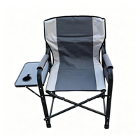 Chaise pliante de directeur avec table latérale, porte-gobelet, accoudoirs rembourrés, robuste, pour l'extérieur, le camping, la terrasse, la pêche, le jardin