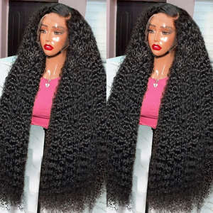 5x5 कच्चे hd पारदर्शी फीता सामने ग्लेस पूर्ण फीता ब्राजीलियन गहरी कर्ली बॉडी वेव मानव बाल काले महिलाओं - Product Image 1