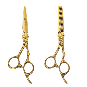 Bán Buôn Chuyên Nghiệp Salon Làm Tóc Kéo Cắt Tóc Vàng Thép Không Gỉ V Hình Dạng Răng Mỏng Cắt Kéo - Product Image 6