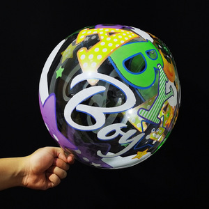 Usine Huaien 20 pouces Transparent PVC Wave Ball Cartoon Festival Ballons de fête imprimés pour décorations d'anniversaire de mariage - Product Image 4